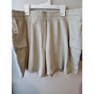 DKNY Cargo Shorts Womens XL Light Beige Pocket Casual Lounge NEW